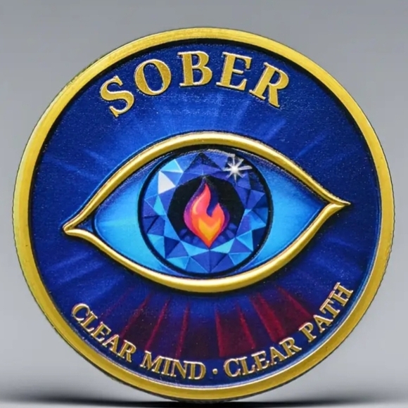 Sober Medallion with Eye Design Coin - Picture 4 of 5